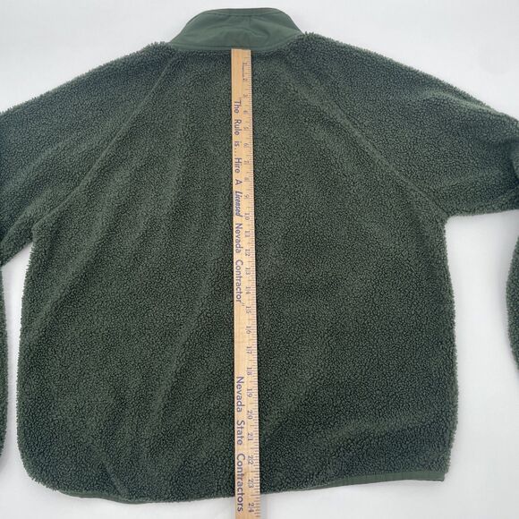 Victorias Secret PINK Jacket Medium Dark Green Sherpa Snap Buttons Pockets - Picture 10 of 11
